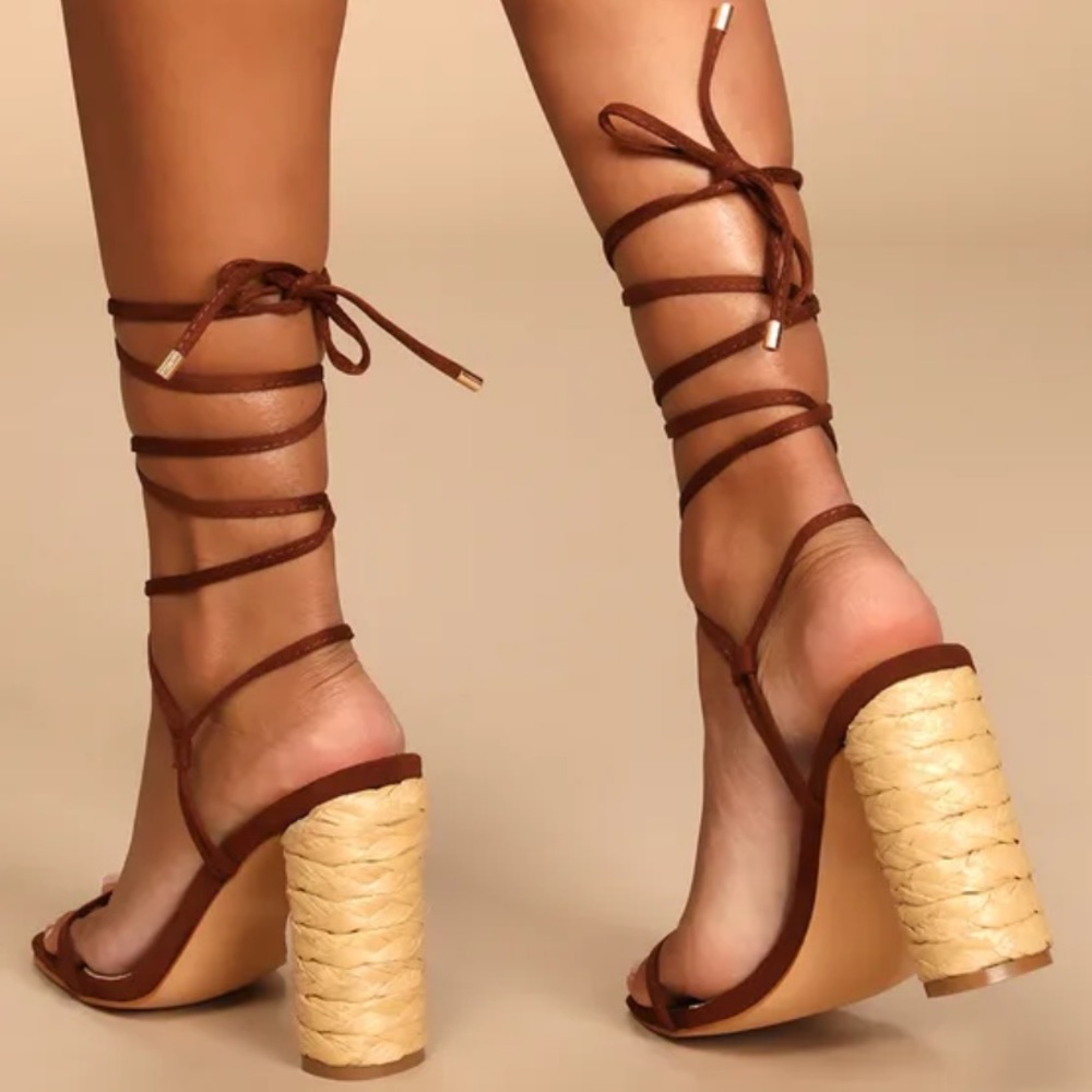 Lulus Cordell Espresso Suede Espadrille High Heeled Sandals